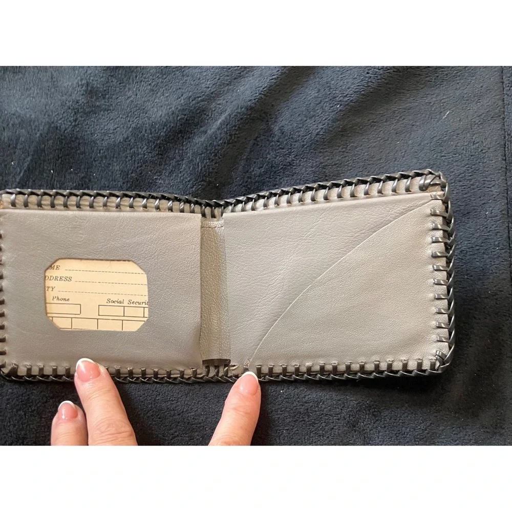 Vintage Bifold Wallet Mens OS Tan Smokie Mountain National Park Tooled Leather